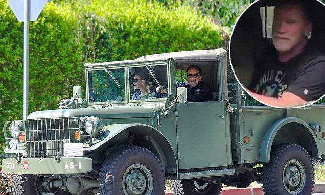 Arnold Schwarzenegger - Heather Milligan - Arnold Schwarzenegger takes vintage Army truck for a spin during coronavirus lockdown - dailymail.co.uk - state California - city Santa Monica