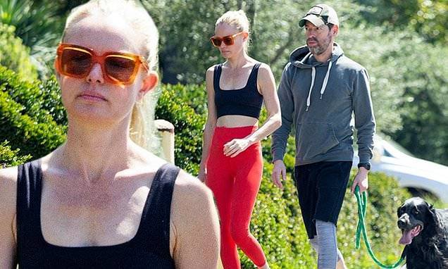 Kate Bosworth - Michael Poland - Kate Bosworth shows off honed physique on stroll with hubby Michael Polish and dog Happy in LA - dailymail.co.uk - state California - Poland