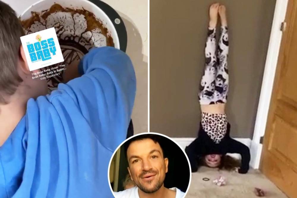 Peter Andre - Emily Macdonagh - Peter Andre shares rare photos of Amelia and Theo as they do handstands and eat from bowl after making a chocolate cake - thesun.co.uk