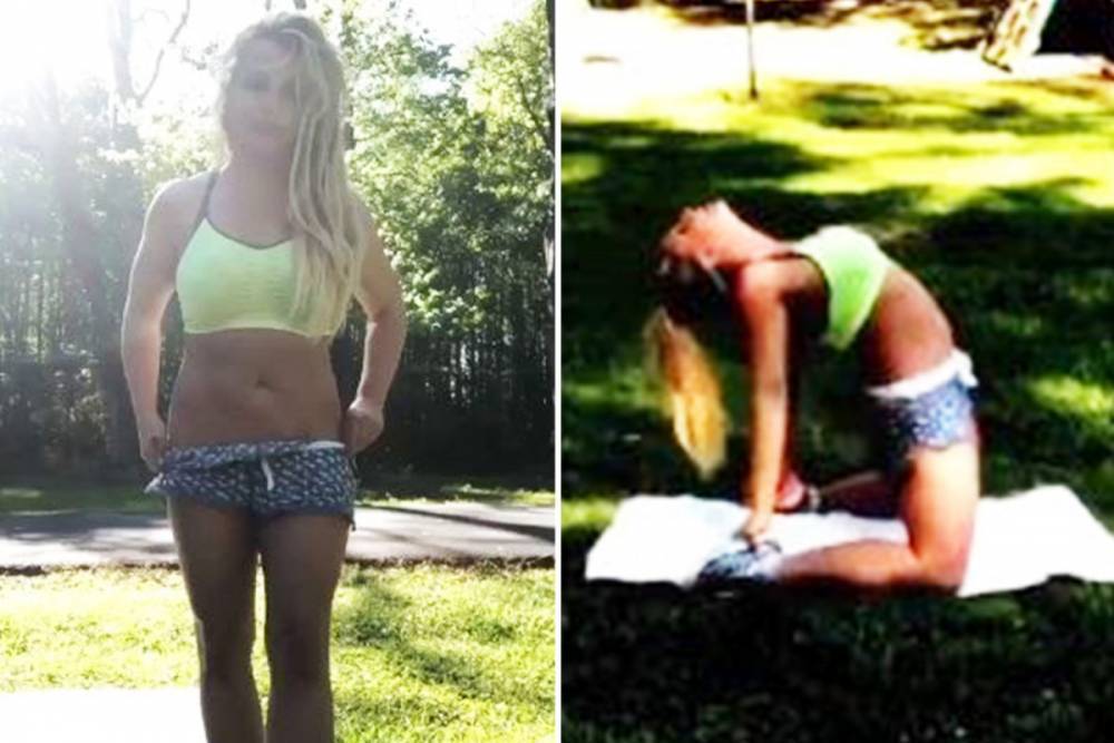 Britney Spears displays her toned figure as she urges her followers to ‘be safe when going outside’ in new workout video - thesun.co.uk
