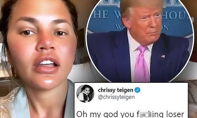 Donald Trump - Chrissy Teigen - Chrissy Teigen dubs Trump a 'f***ing loser' as he brags about followers during coronavirus update - dailymail.co.uk
