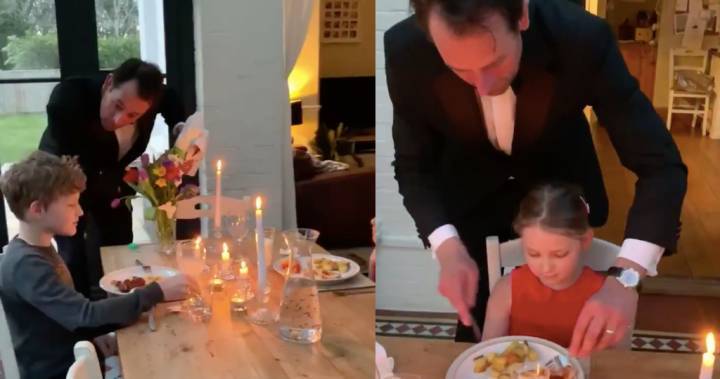 Tuxedo-clad dad arranges fancy dinner party for kids during coronavirus isolation - globalnews.ca
