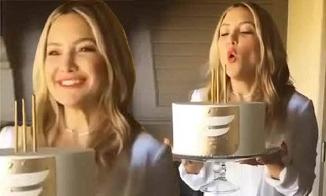 Kate Hudson - Kate Hudson blows out candles on Fabletics cake as family and friends wish her a happy 41st birthday - dailymail.co.uk