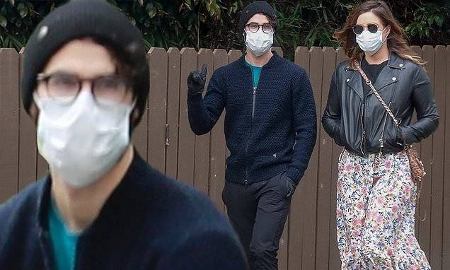 Darren Criss - Mia Swier - Darren Criss puts safety first by suiting up in a mask and gloves for a walk with wife Mia Swier - dailymail.co.uk