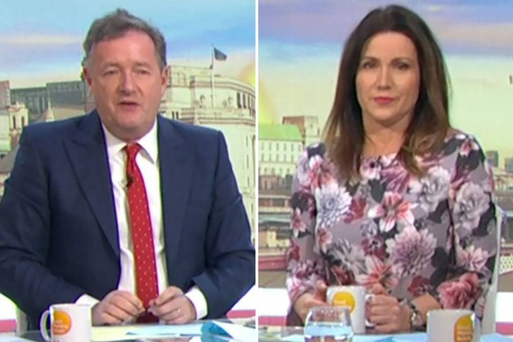 Susanna Reid - Piers Morgan - Piers Morgan insists croaky throat is from ‘shouting at people’ as Susanna Reid asks if he’s OK on Good Morning Britain - thesun.co.uk - Britain - Victoria, county Beckham - county Beckham - county Morgan