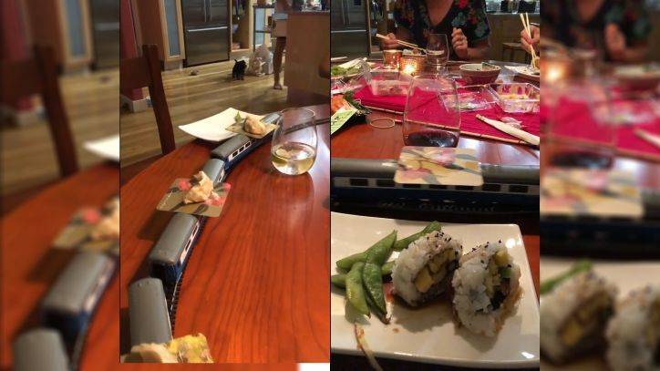 Family on COVID-19 lockdown gets creative for dinner with DIY sushi train - fox29.com - Australia