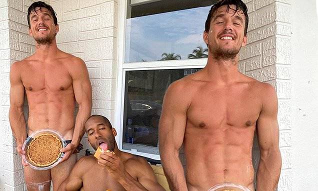 Matt James - Gigi Hadid - Tyler Cameron appears near nude on Instagram holding a pie in front of his speedos: 'Made you look' - dailymail.co.uk - county Tyler - parish Cameron