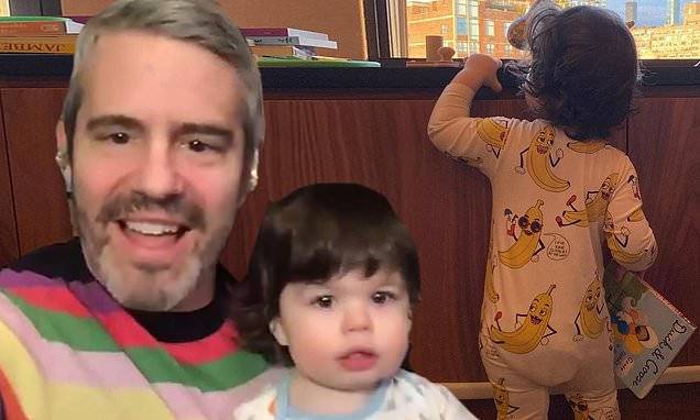 Andy Cohen - Andy Cohen shares a sweet snap of his son, one, waiting for NYC's daily salute frontline workers - dailymail.co.uk