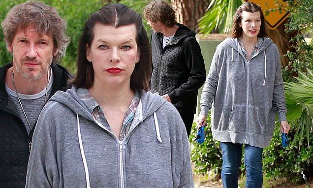 Milla Jovovich - Milla Jovovich and Paul W. S. Anderson walk their dogs in LA... after celebrating Orthodox Easter - dailymail.co.uk - Malta - city Beverly Hills