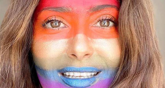 Salma Hayek - Salma Hayek paints her face with rainbow colours to show unity and pays respect to the healthcare staff - pinkvilla.com