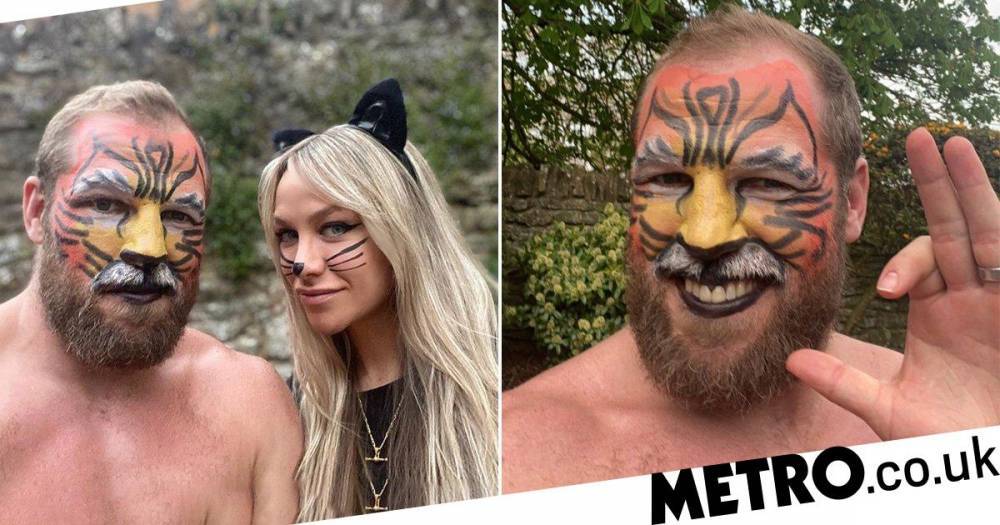 Tiger King - James Haskell - Chloe Madeley - Chloe Madeley gives James Haskell a Tiger King makeover as they turn to face painting in quarantine - metro.co.uk - county King