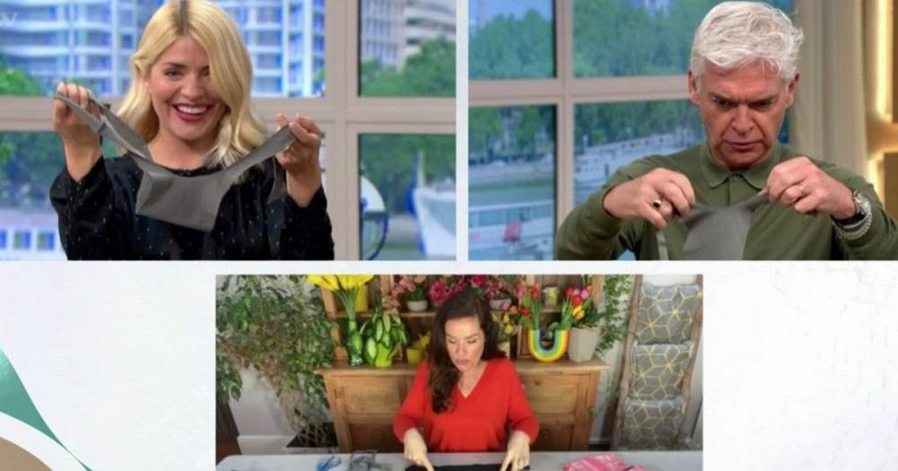Holly Willoughby - Phillip Schofield - Coronavirus mask making segment leaves Phillip Schofield with 'knickers on his face' - mirror.co.uk