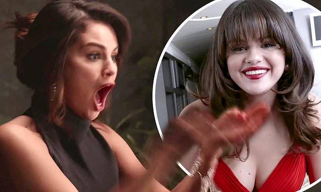 Selena Gomez - Selena Gomez wears a low-cut red dress as she explains how she freaked out over a toad - dailymail.co.uk