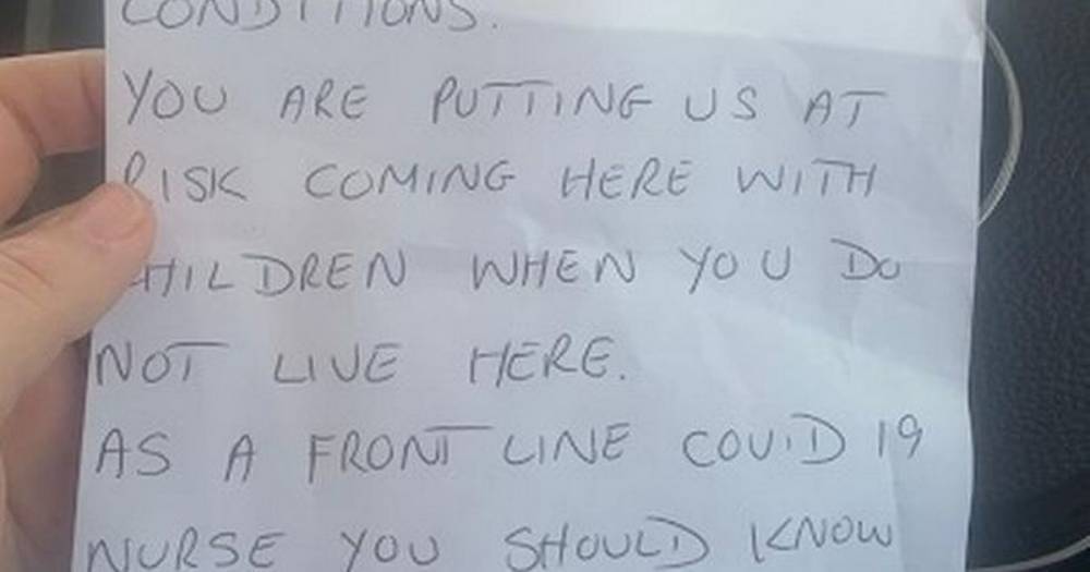 NHS nurse returns from shift to find angry note telling her she 'should know better' - dailystar.co.uk