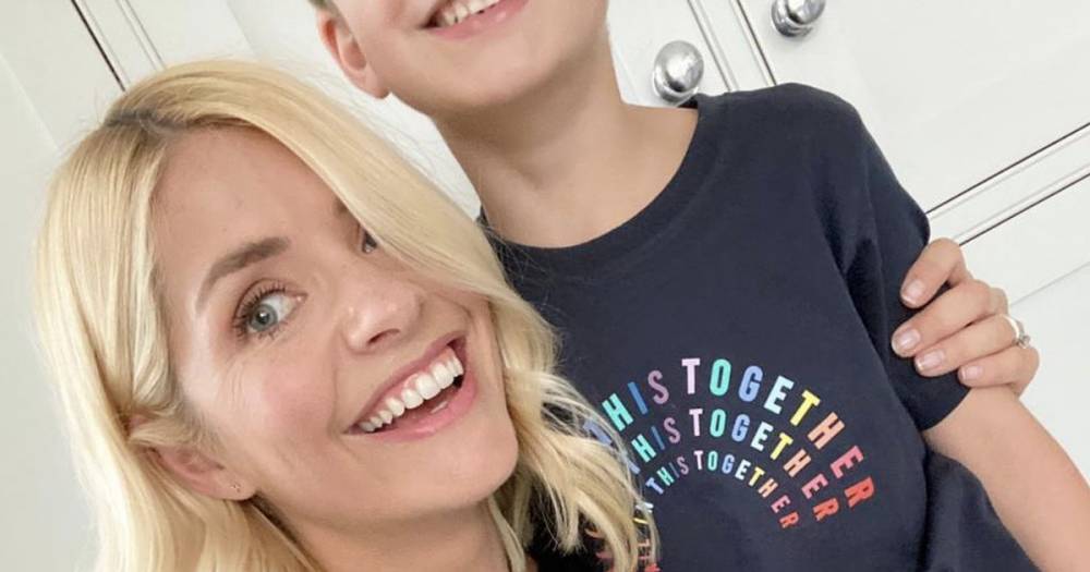 Holly Willoughby - Holly Willoughby shares rare glimpse of son Chester as they wear matching rainbow t-shirts for NHS - ok.co.uk