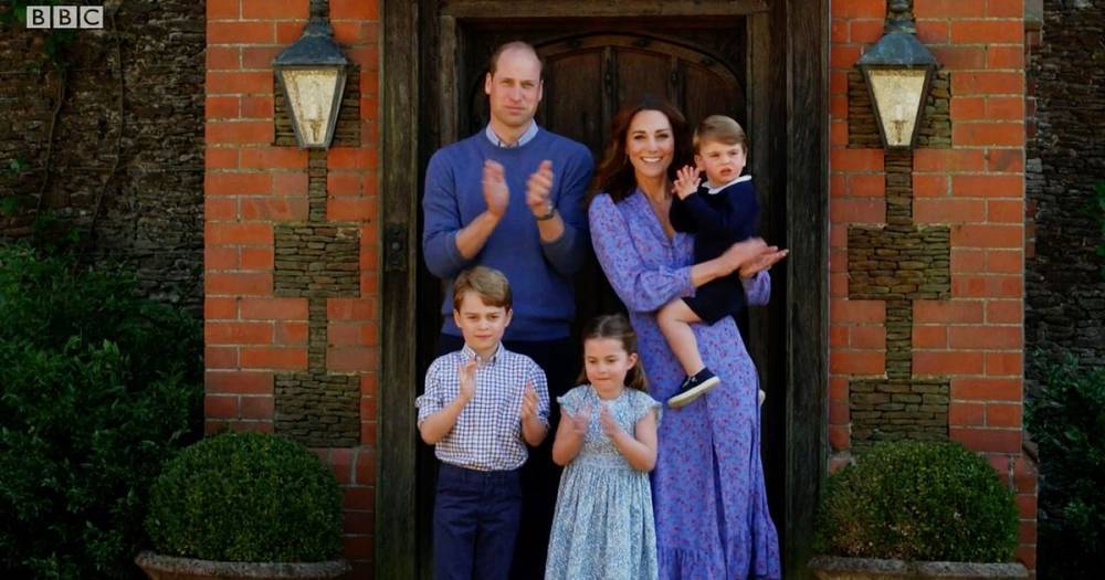 Kate Middleton - princess Charlotte - prince Louis - prince William - Prince William, Kate Middleton and the royal children stun in blue as they join in on NHS Clap for Carers on The Big Night In - ok.co.uk - county Prince George - county Prince William