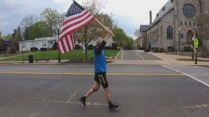 Alex George - Moorestown man runs holding American flag to help lift spirits during COVID-19 - fox29.com - Usa - state New Jersey - city Moorestown, state New Jersey
