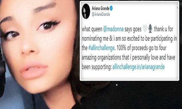 Ariana Grande becomes the latest celeb to join the All In Challenge for COVID-19 relief - dailymail.co.uk