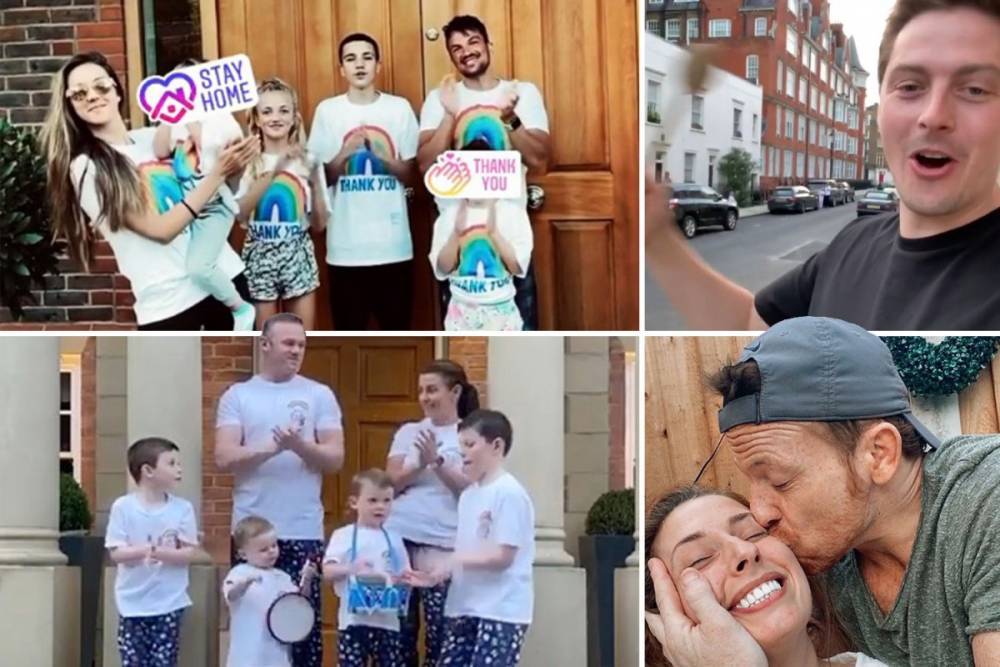 Stacey Solomon - Peter Andre - Emily Macdonagh - Peter Andre and wife Emily lead celebs clapping the NHS from their homes as Stacey Solomon shows her support with a kiss - thesun.co.uk - Britain
