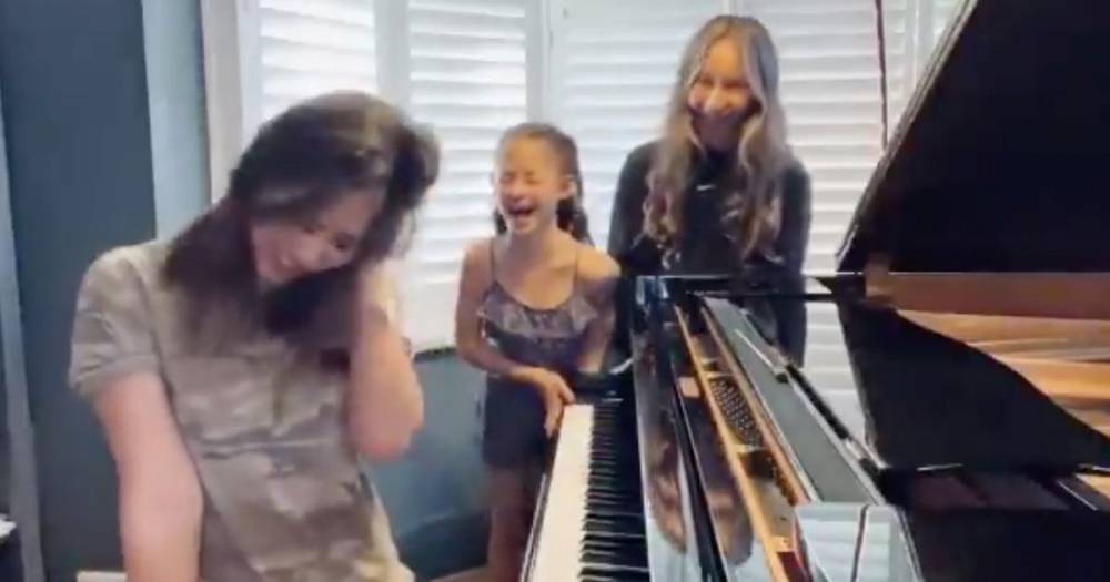 Myleene Klass erupts into fit of laughter with daughters during hysterical piano lesson - mirror.co.uk