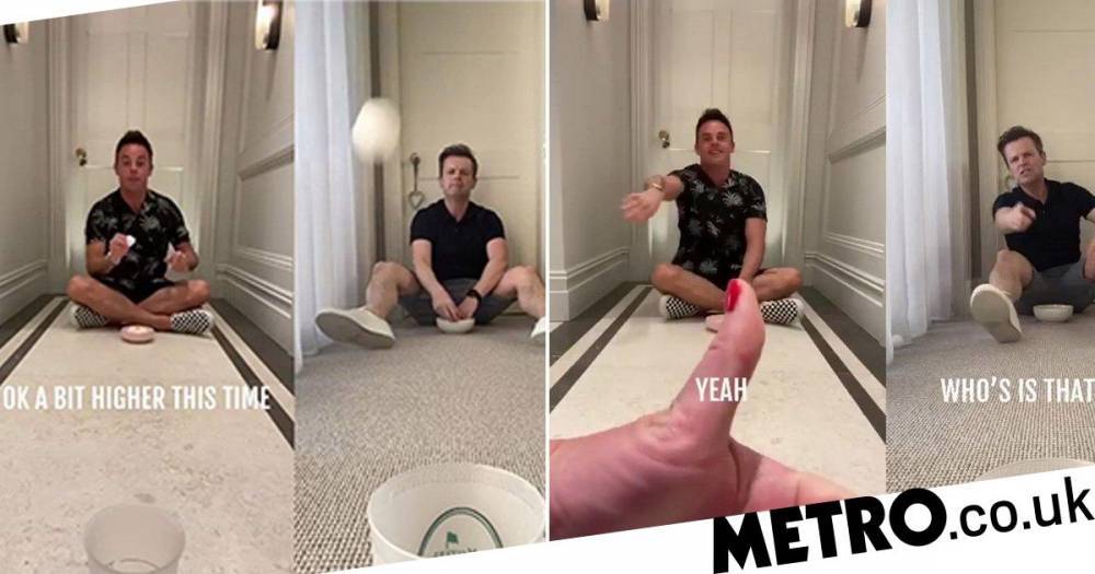 Declan Donnelly - Ant and Dec keep themselves occupied in lockdown as they play cheeky game of cup and balls - metro.co.uk
