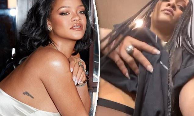 Rihanna is her own best advertisement as she poses in her black mesh Savage x Fenty underwear - dailymail.co.uk - Barbados