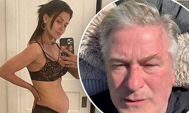 Alec Baldwin - Hilaria Baldwin - Hilaria Baldwin gives bump update after scolding her husband Alec for rough-housing with their sons - dailymail.co.uk