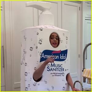 Katy Perry - Katy Perry Wears Giant Hand Sanitizer Costume in Honor of 'American Idol' - Watch! - justjared.com - Usa - county Hand - city Sanitizer, county Hand