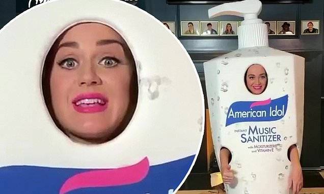 Katy Perry - Ryan Seacrest - Katy Perry tries to be 'as safe as possible' by dressing up as hand sanitizer on American Idol - dailymail.co.uk - Usa - city Sanitizer
