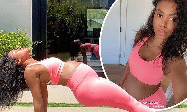Eniko Parrish - Kevin Hart's wife, Eniko Parrish, flaunts her burgeoning baby bump following yoga workout - dailymail.co.uk
