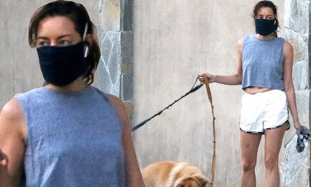 Aubrey Plaza - Aubrey Plaza flashes her midriff in sleeveless muscle shirt while out for a walk with her dogs - dailymail.co.uk - Los Angeles - state California