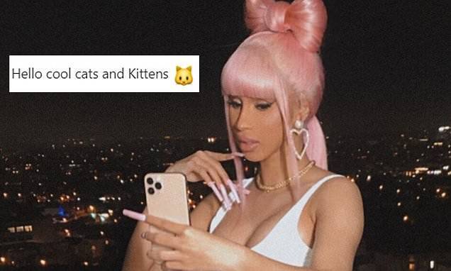 Tiger King - Cardi B gets in on the Tiger King trend as she captions a selfie with: 'Hello cool cats and kittens' - dailymail.co.uk