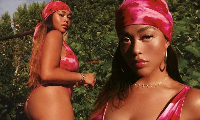 Kylie Jenner - Jordyn Woods flaunts her incredible curves in tie-dye bathing suit and matching bandanna - dailymail.co.uk