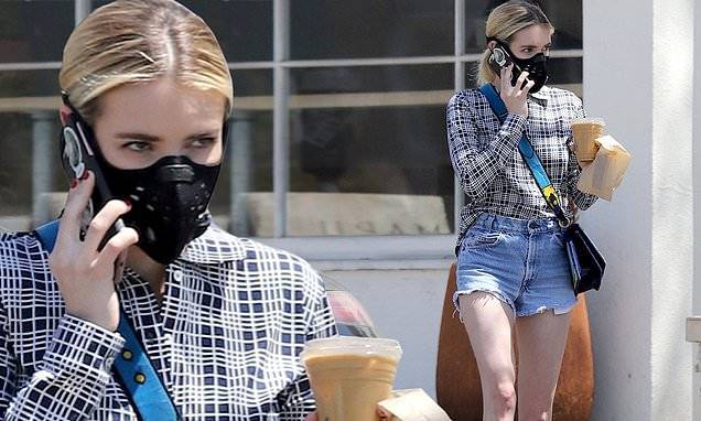 Emma Roberts - Emma Roberts keeps it safe and stylish as she wears face mask and heels for coffee run in LA - dailymail.co.uk - Usa - Los Angeles - state California - county Story