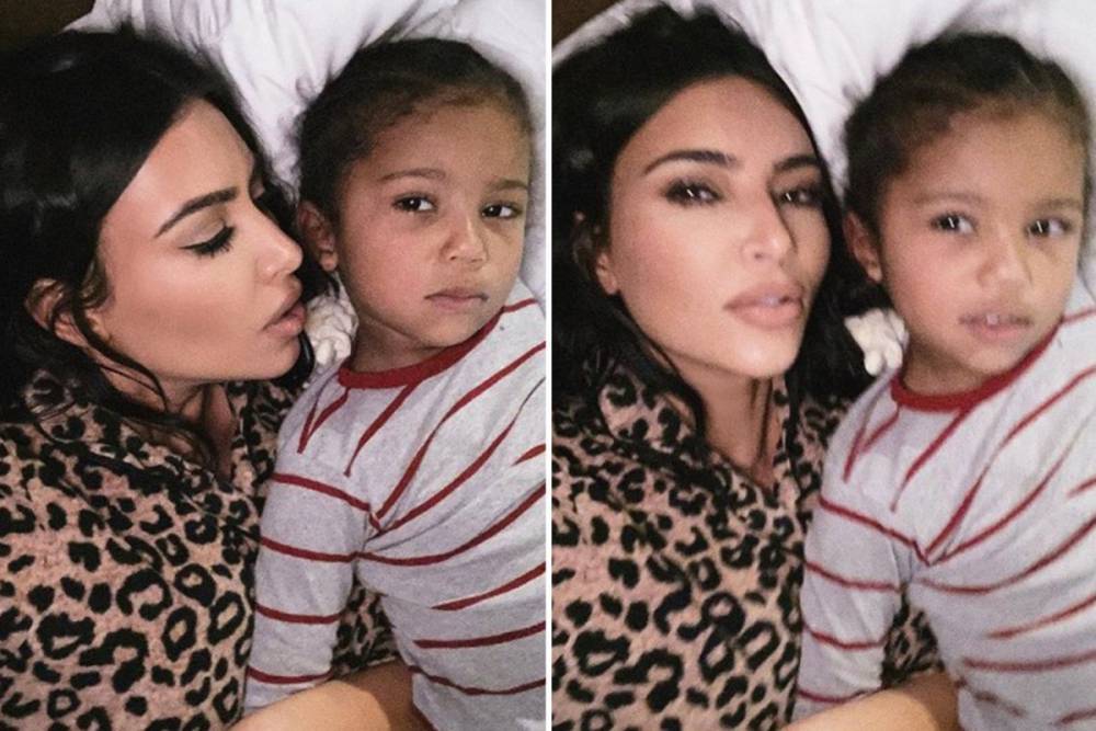 Kim Kardashian - Kim Kardashian poses in her pyjamas in relatable lockdown selfie with son Saint – but fans slam her ‘heavy make-up’ - thesun.co.uk
