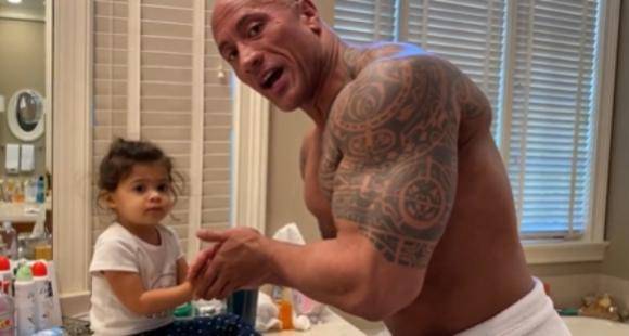 Dwayne Johnson - Dwayne ‘The Rock’ Johnson sings to his daughter as he washes her hands; Urges everyone to do it and be safe - pinkvilla.com