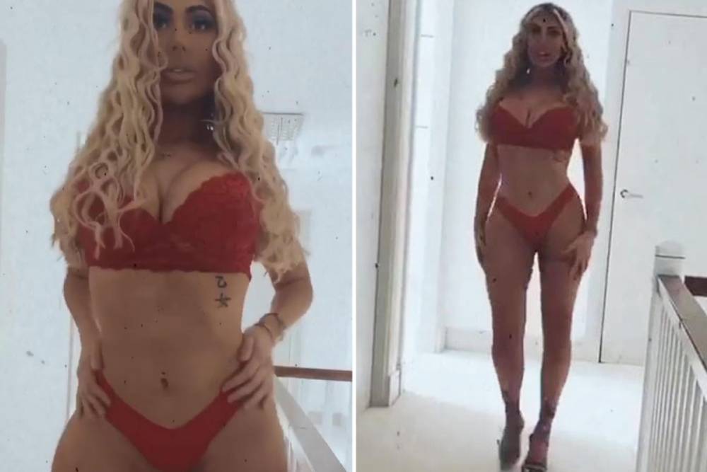Chloe Ferry sizzles in scarlet lingerie and stilettos as she puts on eye-popping catwalk display - thesun.co.uk
