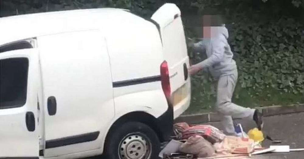 Video shows brazen fly-tippers dumping rubbish from white van in the middle of a Bolton street - manchestereveningnews.co.uk - county Charles