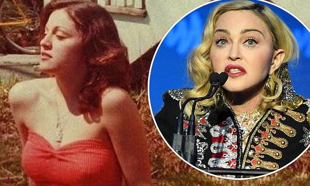 Madonna shares throwback photo of herself as teenager in backyard in Bay City, Michigan on Instagram - dailymail.co.uk - county Bay - state Michigan