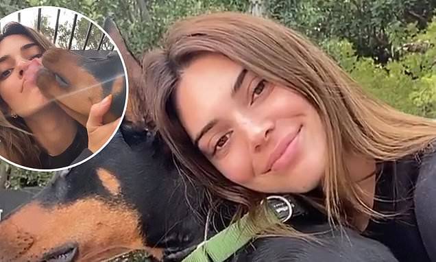 Kendall Jenner - Kendall Jenner smooches her dog Pyro as the pair isolate at home amid coronavirus pandemic - dailymail.co.uk