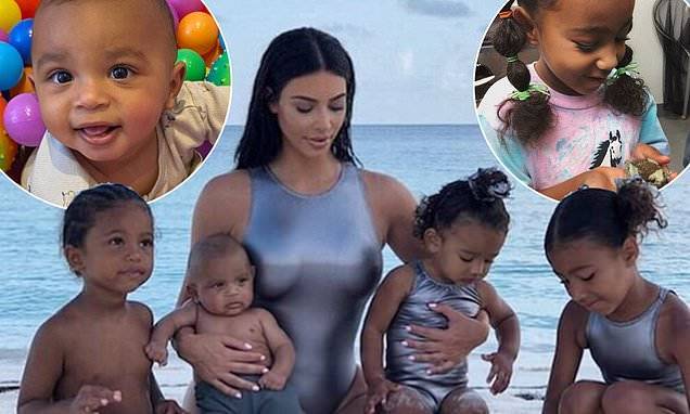 Kim Kardashian - Kim Kardashian shares heart-melting pics of six-year-old daughter North and ten-month-old son Psalm - dailymail.co.uk