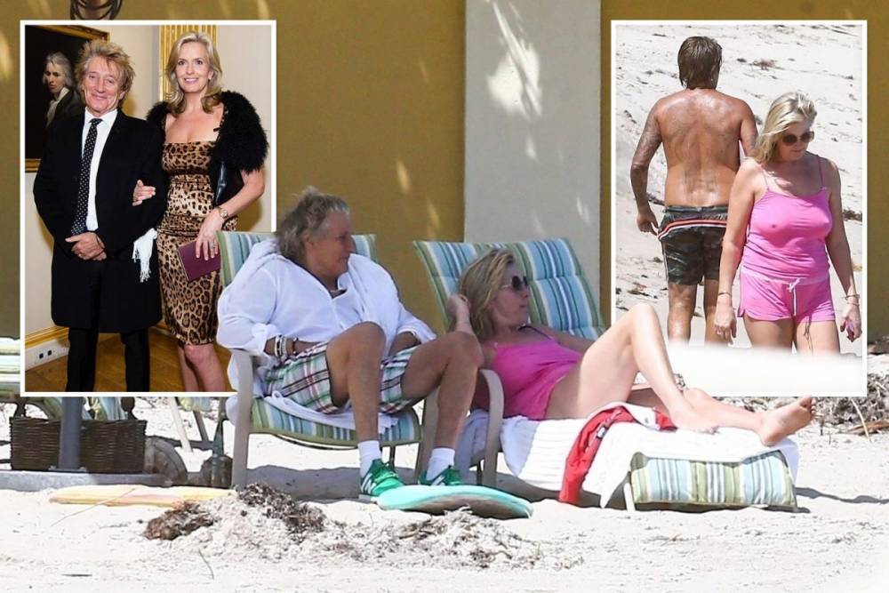 Rod Stewart - Penny Lancaster - Rod Stewart’s wife Penny Lancaster wows as she walks on the beach in Florida in pink vest top - thesun.co.uk - state Florida - county Palm Beach - city West Palm Beach