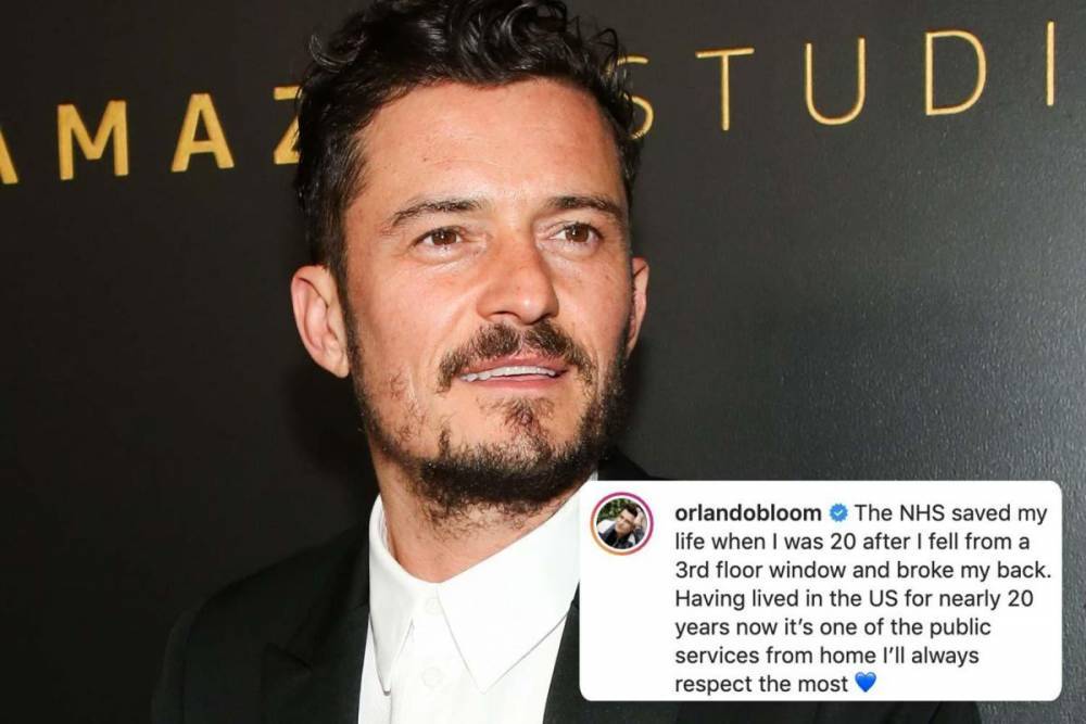 Orlando Bloom praises doctors for saving his life after he fell from a window and urges people to stay home - thesun.co.uk - Britain