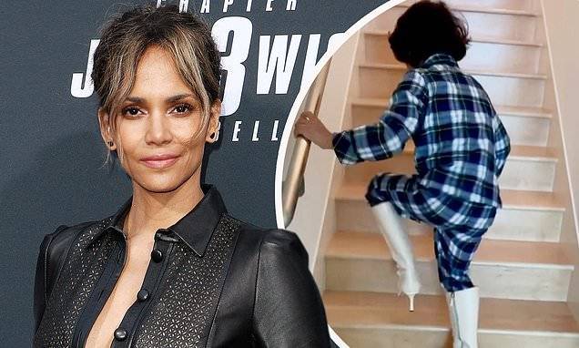 Halle Berry - Halle Berry tells fans to 'have a laugh' after receiving criticism for letting son walk in heel - dailymail.co.uk