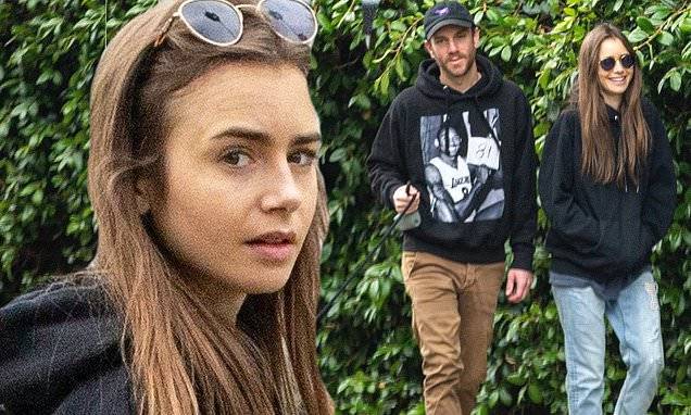 Charlie Macdowell - Lily Collins and boyfriend Charlie McDowell enjoy Sunday stroll in Beverly Hills with pup Redford - dailymail.co.uk - city Beverly Hills