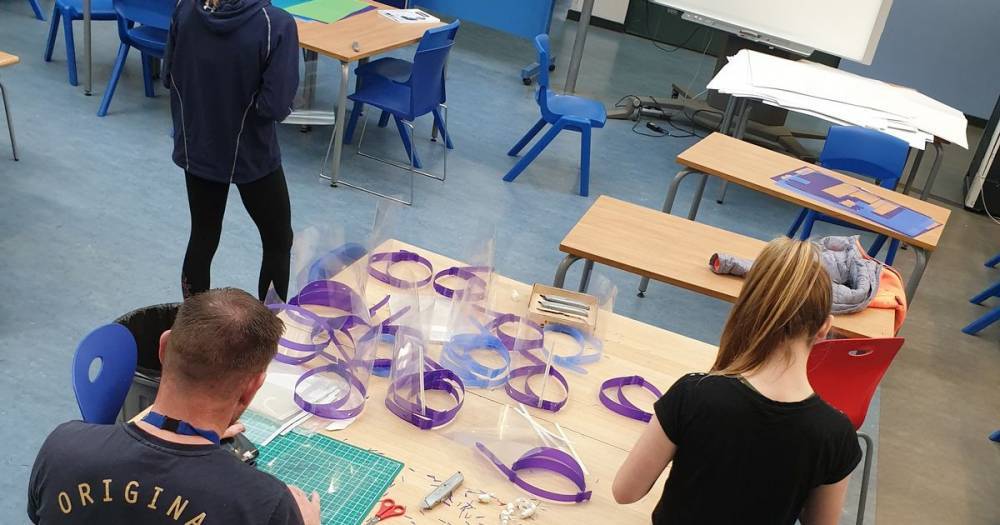 Students are making protective face shields for NHS and hospice staff in their school's technology department - manchestereveningnews.co.uk