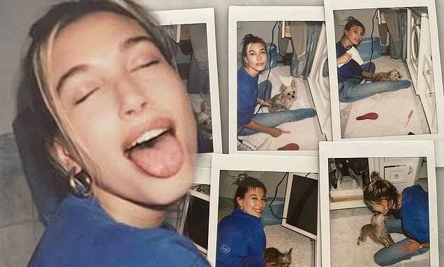 Hailey Bieber - Hailey Bieber poses for Justin in impromptu Polaroid shoot as she gives dog Oskie the Poskie a bath - dailymail.co.uk - Malta