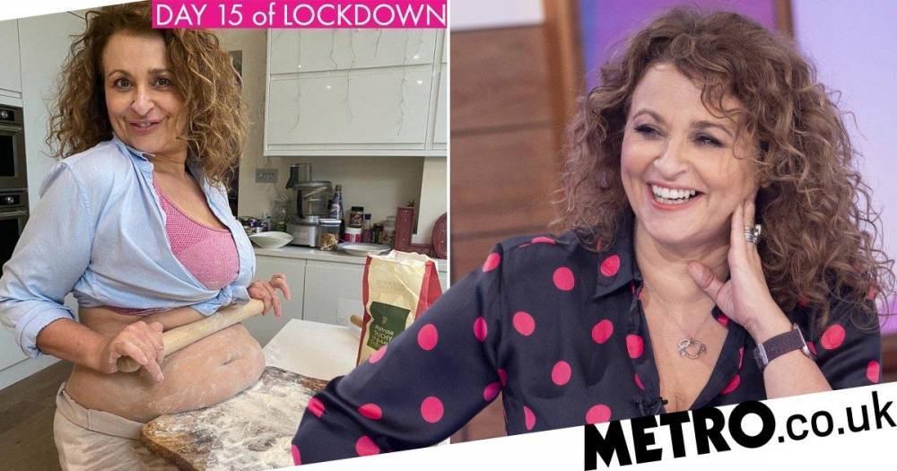 Nadia Sawalha - Nadia Sawalha goes with her gut as she takes ‘drastic measures’ in playful bread making picture - metro.co.uk