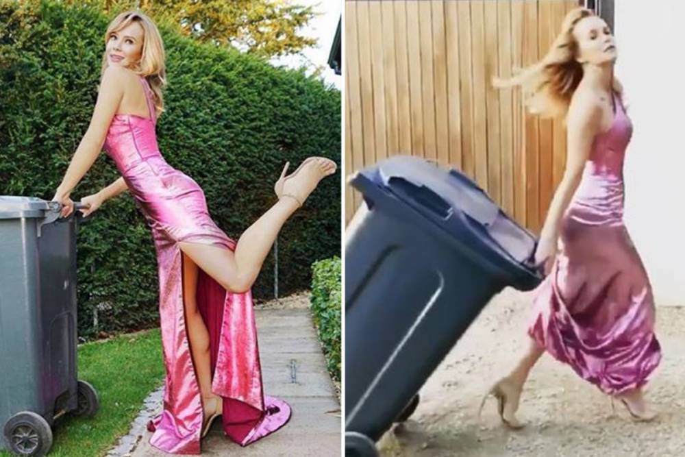 Amanda Holden - Simon Cowell - Amanda Holden flashes her legs as she glams up to take the bins out - thesun.co.uk - Britain