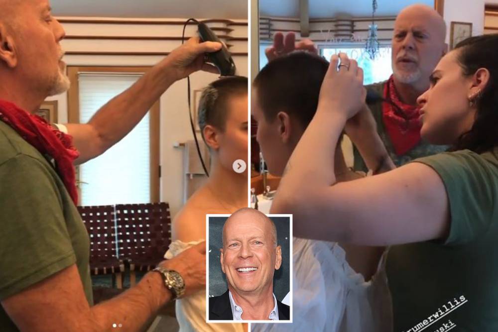 Bruce Willis - Dillon Buss - Demi Moore - Bruce Willis shaves daughter Tallulah’s head for topless photoshoot as he isolates with ex-wife Demi Moore - thesun.co.uk